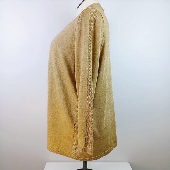 Talbots Plus Petite SZ 2Xp 100% Linen Open Front Cardigan Golden Tan CN151 NWT - Picture 4 of 7